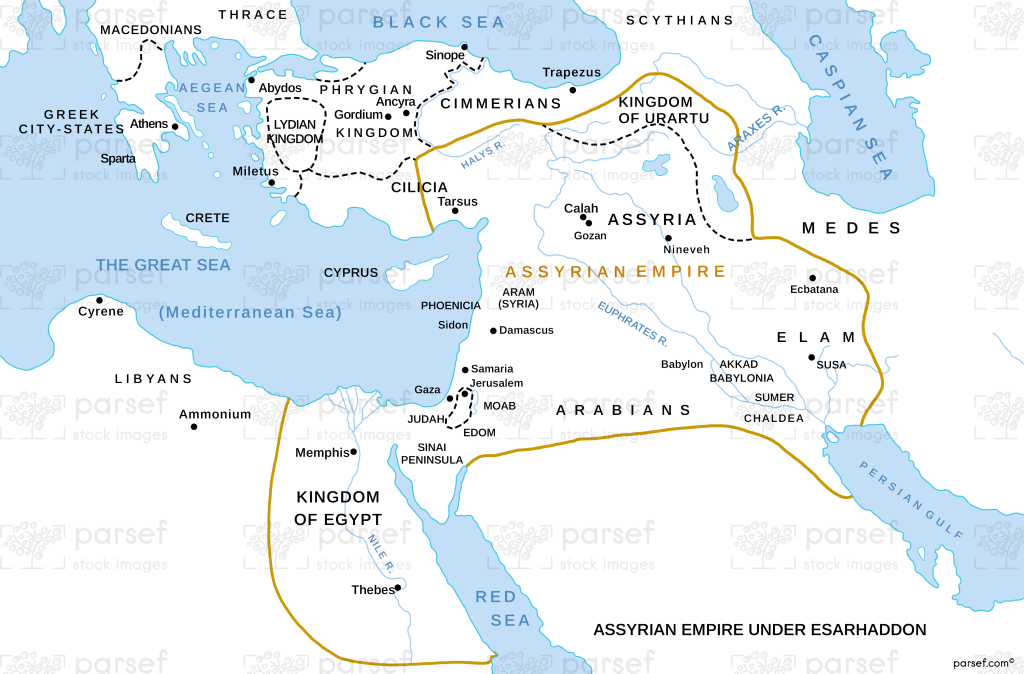 II Kings Assyrian Empire Under Esarhaddon Map bible map