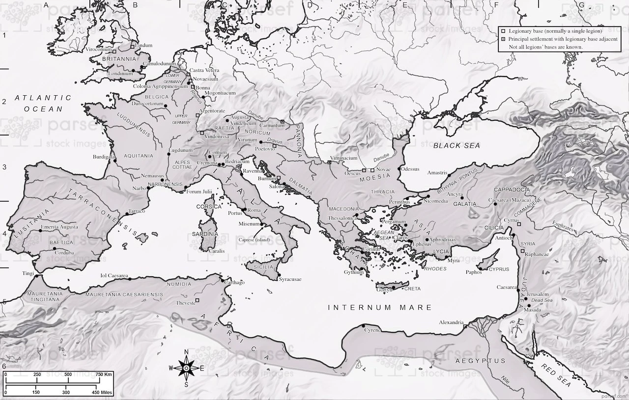 Roman Empire in A.D. 69 – Charting the Heart of Ancient Power Map bible map