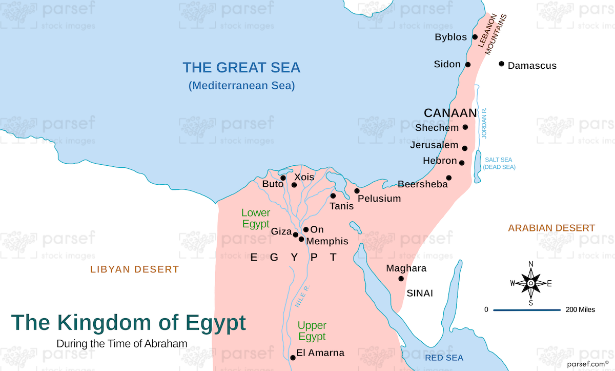 Genesis the Egyptian Kingdom Map bible map